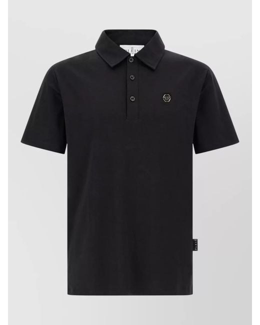 Philipp Plein Black Cotton Polo Shirt for men