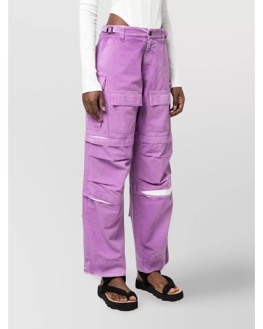 DARKPARK Purple Cotton Wide-Leg Cargo Trousers