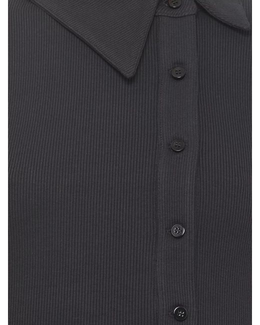 The Attico Black Ribbed Crewneck Cotton Knit Long Sleeves
