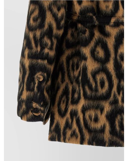Fendi Multicolor Animalier Wool-Blend Belted Coat