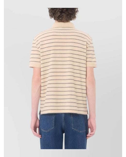 Valentino Garavani Natural Polo Shirt Short Sleeves Striped Silk Blend for men