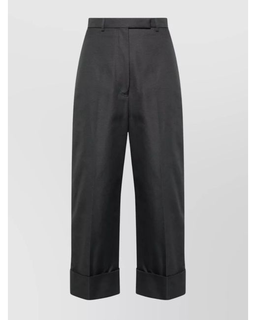 Thom Browne Gray High-Rise Straight-Leg Cropped Trousers