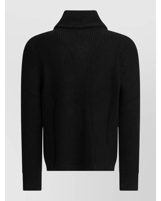 RRL Black Cashmere Cardigan Shawl Collar Ribbed Texture Pockets for men