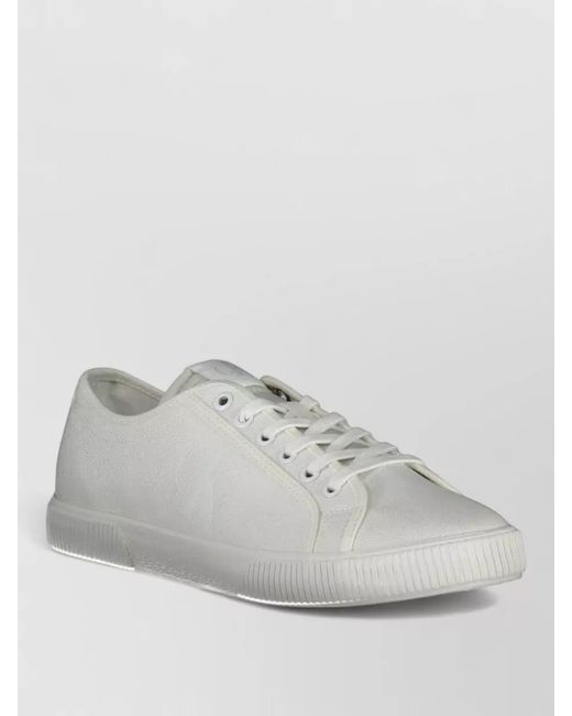 Calvin Klein White Canvas Lace-Up Sneakers for men