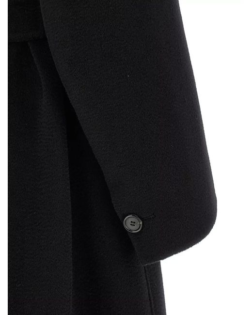 Max Mara Black Cashmere Double-Breasted Long Coat