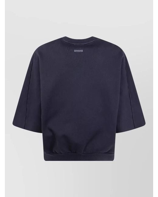 Fear Of God Blue Crew Neck Short Sleeve Ribbed Hem Sweatshirt