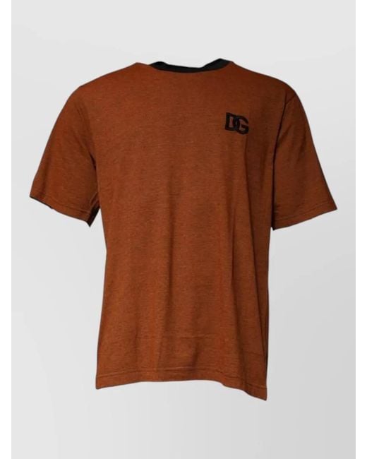 Dolce & Gabbana Brown Dg Logo Cotton Crew Neck T Shirt for men