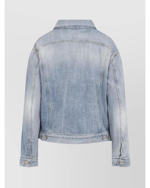 Balenciaga Blue Standing Collar Denim Jacket