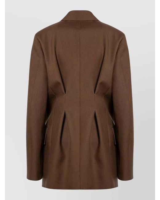 Jil Sander Brown Double Breasted Coat Flap Pockets