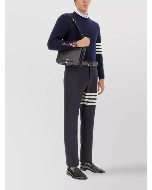 Thom Browne Blue Wool Regular-Fit Straight-Leg Trousers for men
