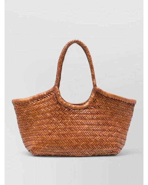 Dragon Diffusion Brown Beach Shopper Bag Woven Design Dual Handles