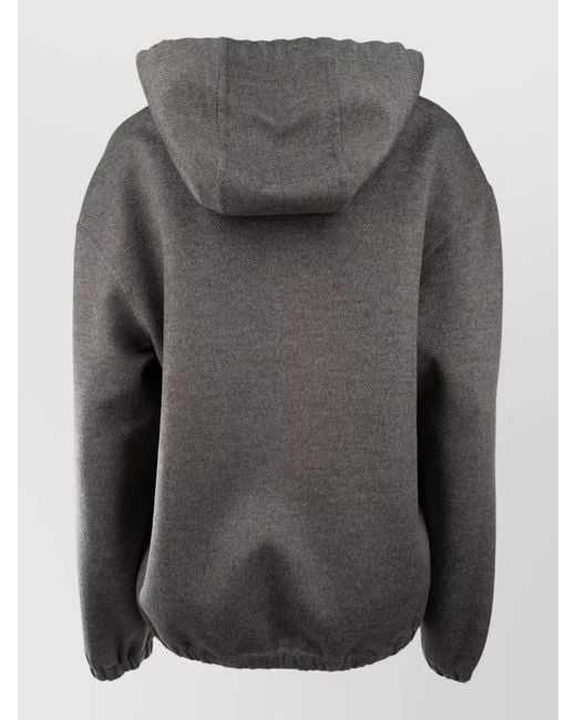 Miu Miu Gray Knit Hooded Jacket Elasticated Cuffs Long Sleeves