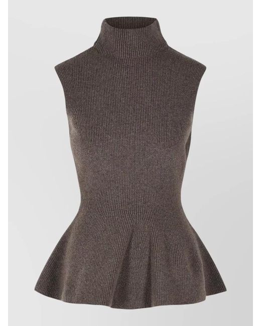 Rohe Brown Sculptural Wool Cashmere Blend Peplum Vest