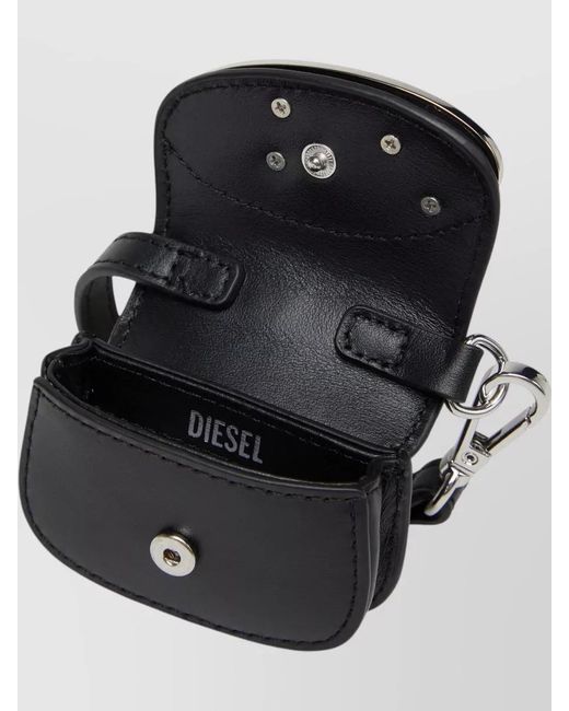 DIESEL Black Compact Wallet Keyring Attachment Accessory
