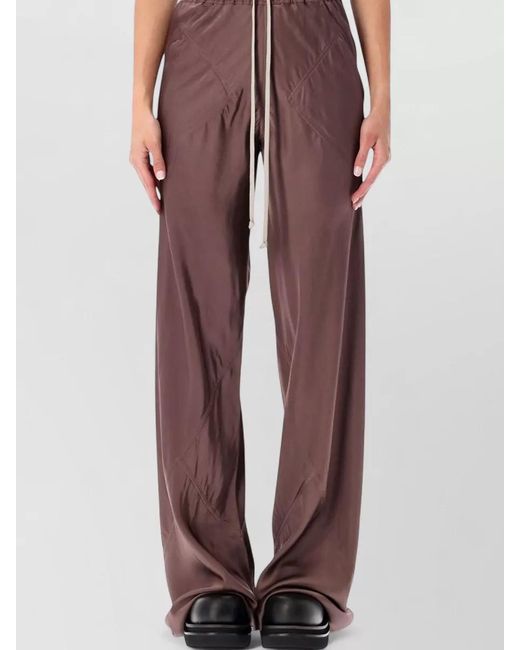 Rick Owens Red Silk Wide-Leg Maxi Trousers