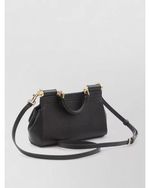 Dolce & Gabbana Black Sicily Medium Leather Tote Bag Shoulder Strap