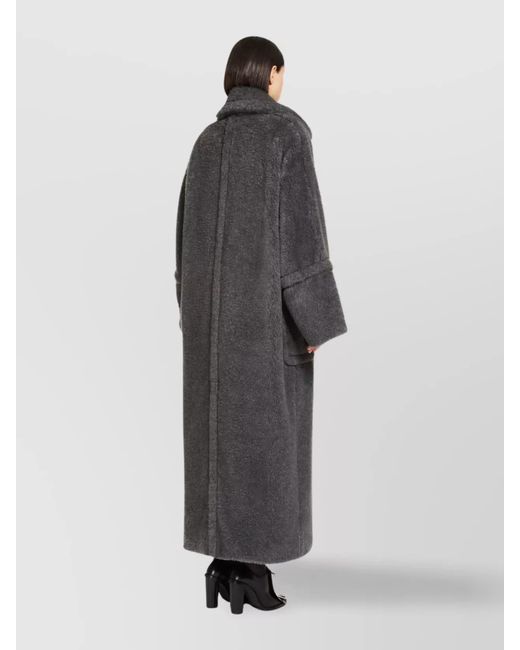 Max Mara Black Silk Teddy Oversized Double-Breasted Coat