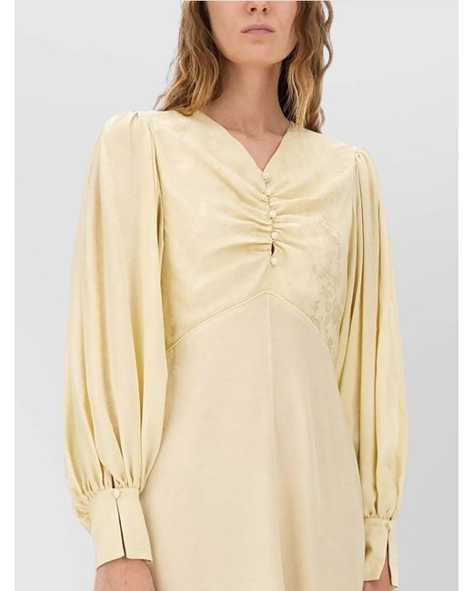 Chloé Natural Ruched Silk Maxi Dress