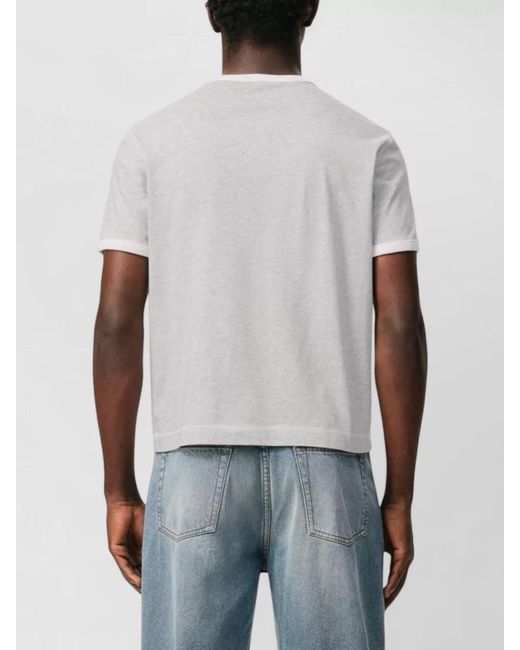 AMI White Crew Neck T Shirt Contrast Trim Embroidery for men