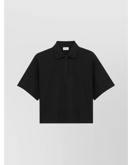 Saint Laurent Black Piqué Oversized Polo Top