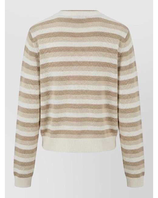 Brunello Cucinelli Multicolor Striped Crew Neck Sweater Long Sleeves
