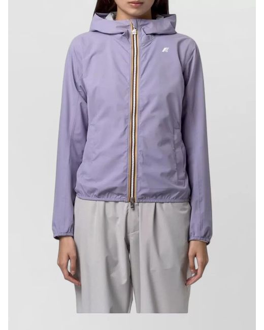 K-Way Purple Hooded Jackets Elastic Cuffs Lightweight Pockets