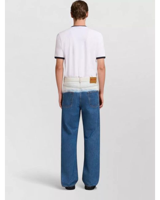 Marni Blue Cotton Wide-Leg Jeans for men