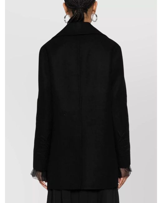Ermanno Scervino Black Virgin Wool Single Breasted Coat