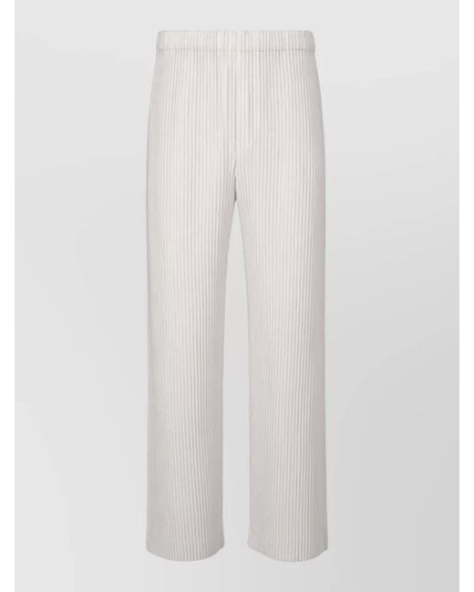 Homme Plissé Issey Miyake White Pleated Wide-Leg Trousers for men