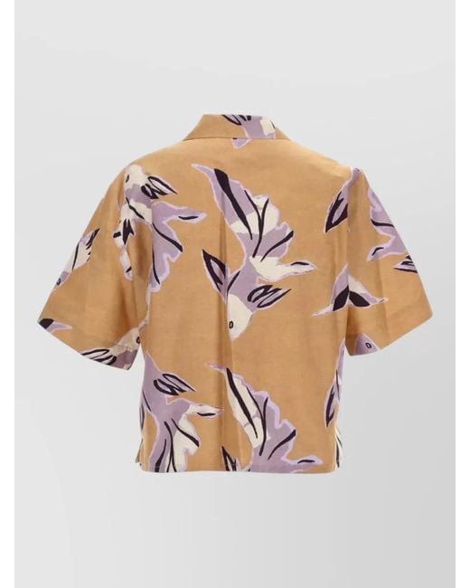 Paul Smith Pink Silk Cotton Shirt Collared Neck Print