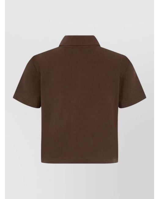 Saint Laurent Brown Polo Shirt Cropped Collar Nylon Silk