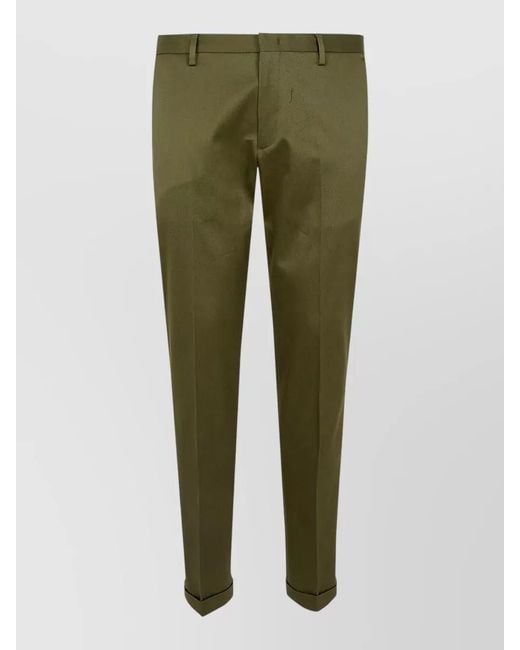 Paul Smith Green Tailored Trousers Belt Loops Cuffed Hem for men