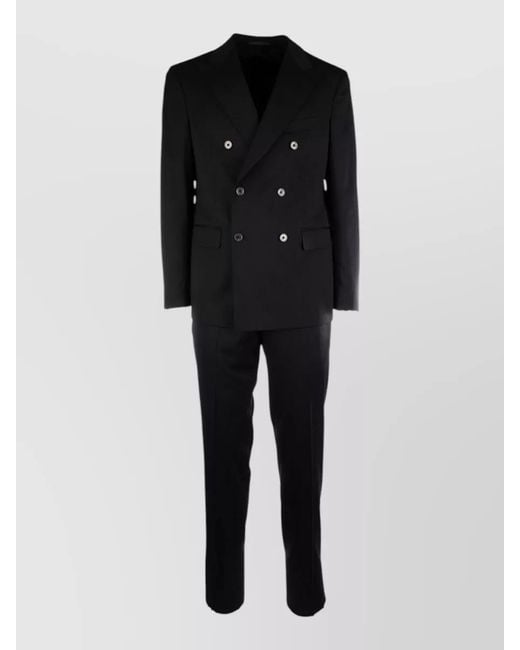 Colamarino Black Double Breasted Suit Notched Lapels Pockets for men