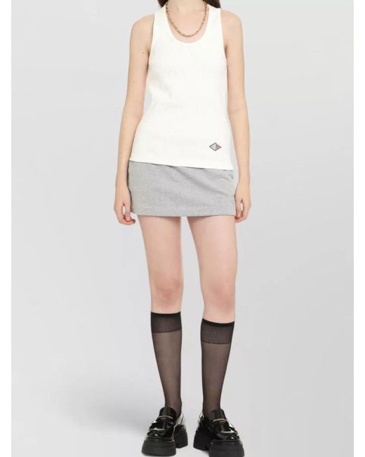 Bottega Veneta White Stretch Cotton Rib Crew Neck Tank