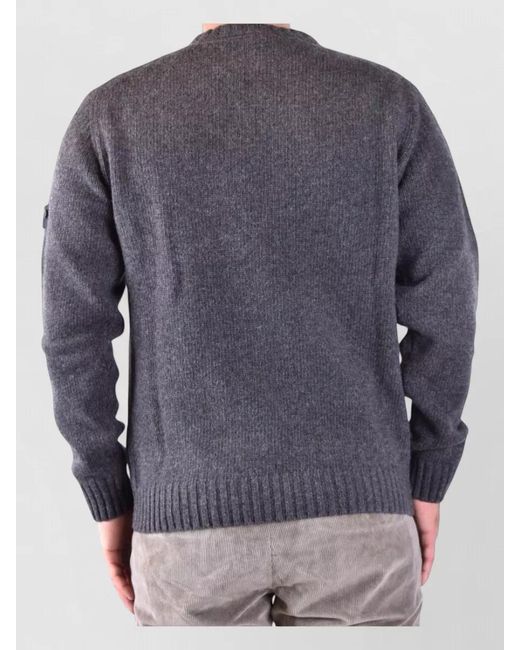 Peuterey Gray Cable Knit Sweater Ribbed Cuffs Hem for men