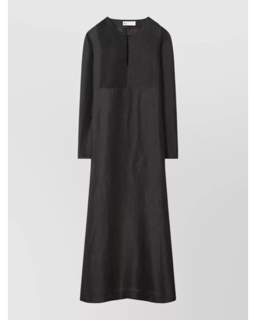 Tory Burch Black Long Linen Silk Kaftan Dress