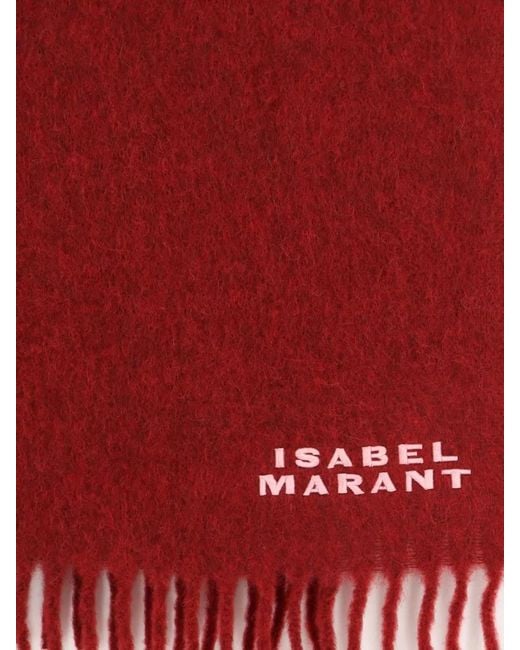 Isabel Marant Red Alpaca Blend Scarf Firmy Signature