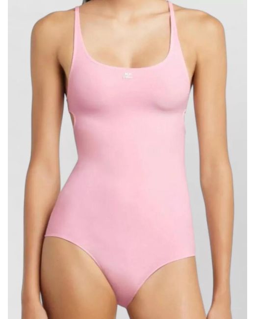 Courreges Pink One Piece Swimsuit Scoop Neckline Cutout