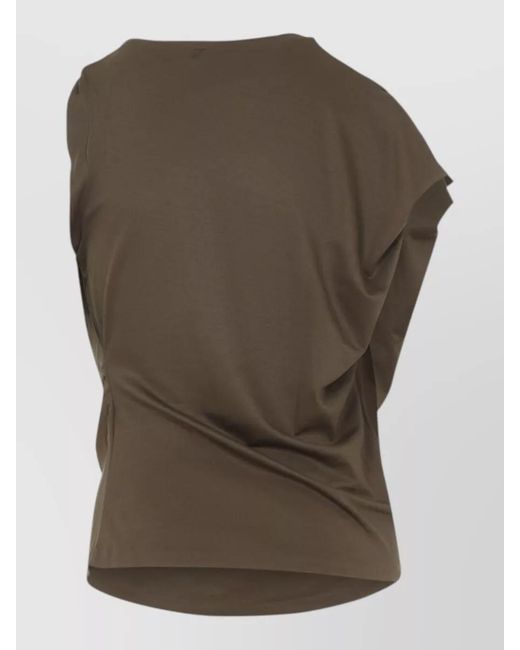 Jacquemus Green Silk-Blend Asymmetric Sleeveless Draped Top