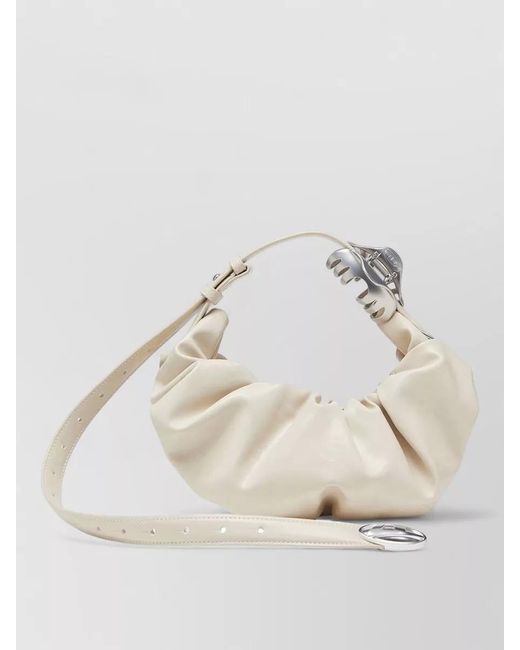 DIESEL Natural Small Ruched Hobo Clutch Shoulder Bag
