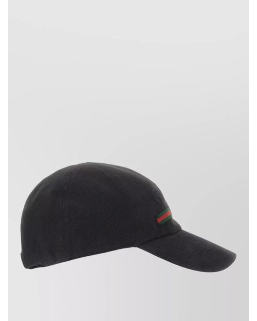 Gucci Black Cotton Baseball Cap Curved Brim Design for men