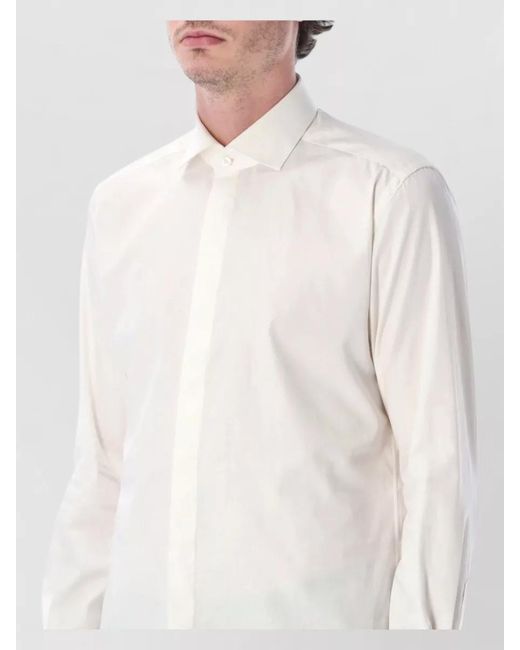 Xacus White Ceremony Cotton Poplin French Collar Shirt for men