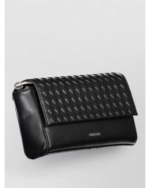Calvin Klein Gray Quilted Chain Clutch Bag