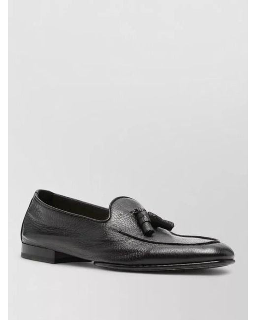 Doucal's Gray Leather Tassel Loafers for men