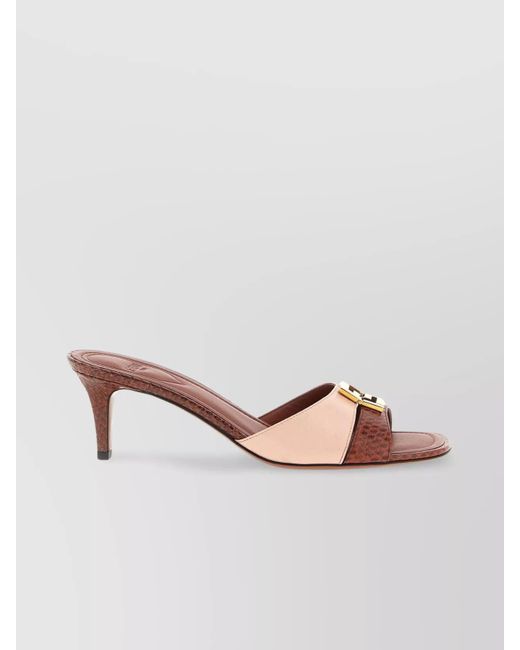 Fendi Pink Ffold Buckle Kitten Heel Open Toe