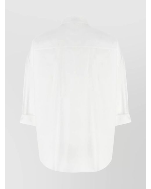 Brunello Cucinelli White Cotton Blend Long Sleeve Shirt