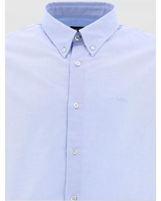 A.P.C. Blue "Greg" Button-Down Collar Long Sleeves Shirt for men