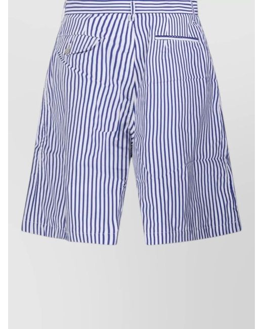 Comme des Garçons Blue Striped Shorts Belt Loops Side And Back Pockets for men