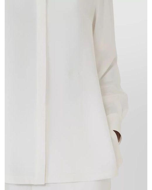 Max Mara White Silk Crepe De Chine Long Sleeve Shirt