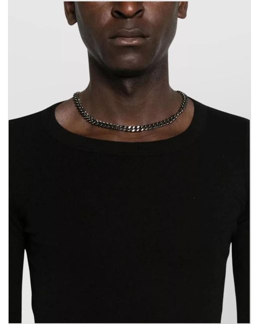 Rick Owens Black Ribbed Long-Sleeve Crewneck Sweater for men